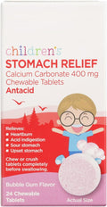 SEDLAV Children's Calcium Carbonate Chewable Tablets for Upset Stomach Relief 400 mg Bubblegum Flavor 24 Count Compare to Chewables Active Ingredient Sticker