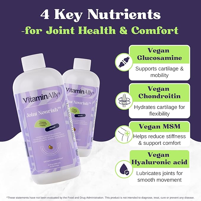 Joint Nourish – 100% Vegan Liquid Joint Supplement | Vegan Glucosamine Chondroitin MSM Hyaluronic Acid &amp Vitamin C | Mango-Peach | Supports Joint Mobility Cartilage &amp Skin | Sugar-Free16
