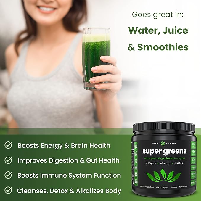 NutraChamps Super Greens Powder and Collagen Peptides Powder Bundle