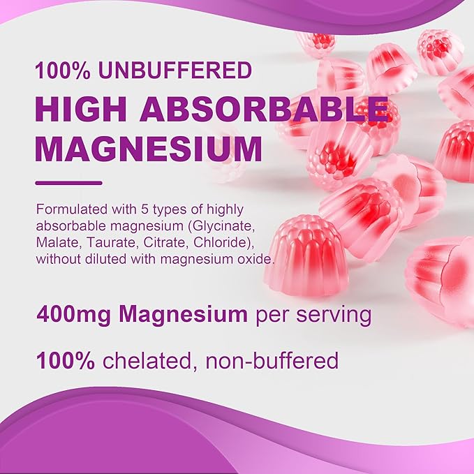 NEVISS Sugar Free CoQ10-250mg Filled Gummies + 5 Types of Magnesium 400mg Sugar Free Magnesium Filled Gummies for Adults 60 Counts