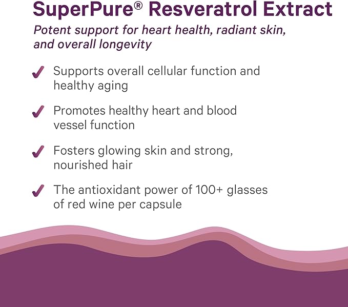 PURE SYNERGY SuperPure Resveratrol Extract | Organic Resveratrol Supplement | Antioxidant Trans-Resveratrol Extract with Grape Polyphenols | for Healthy Aging Heart and Skin Health (60 Capsules)
