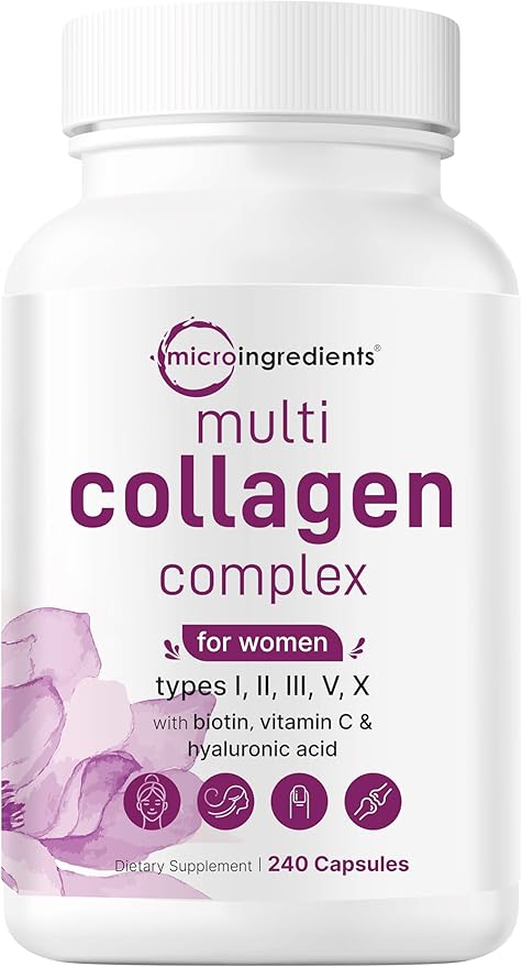 Micro Ingredients Multi Collagen Complex &amp Vegan Omega 3 Algae Oil Supplement Bundle 2 Pack | Grass-Fed Collagen Peptides | Omega-3 Full Spectrum Alternative to Fish Oil
