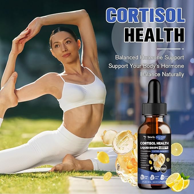 Totaria (Pack of 2 cortisol Supplement Liquid Drops Hormone Balance for Women Men with Magnesium ComplexAshwagandhaRhodiola RoseaL Theanine Supplements Mood Focus Sleep 4 FL.OZ