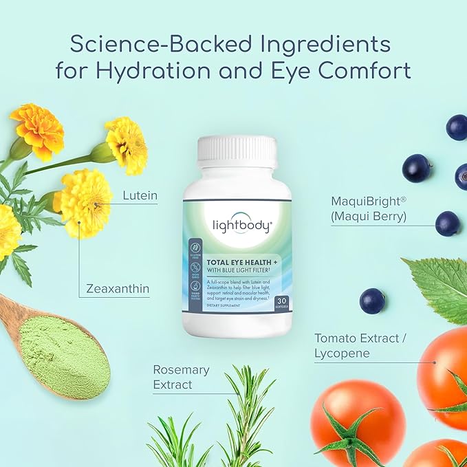 Total Eye Health+ – Lutein and Zeaxanthin Eye Supplements with Plant Extracts for Visual Wellness &amp Daily Comfort – Non-GMO Eye Vitamins for Adults (30 Softgels)