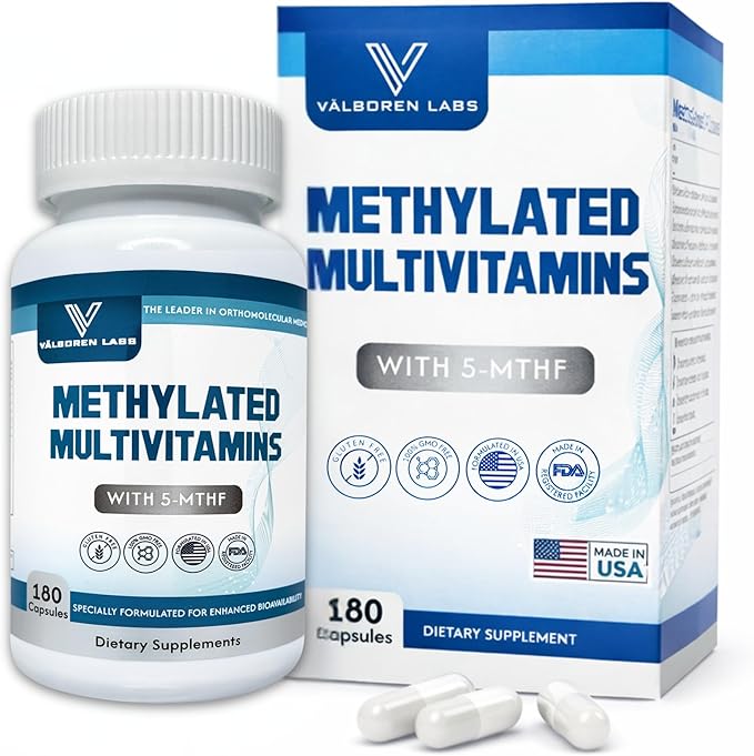 Methylated Multivitamin – Active Folate (5-MTHF) with Methyl B12 B2 B6 &amp B Vitamins – Supports Methylation &amp Healthy Homocysteine Levels – Bioavailable Formula for Men &amp Women – 180 Day