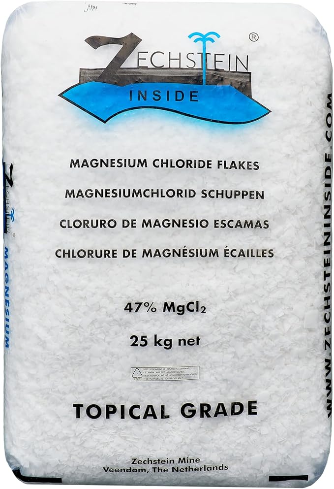 Authentic Zechstein Inside Bulk Magnesium Flakes: Magnesium Chloride Flakes for Baths | Pure Organic Transdermal Elemental Magnesium - 25kg Bag