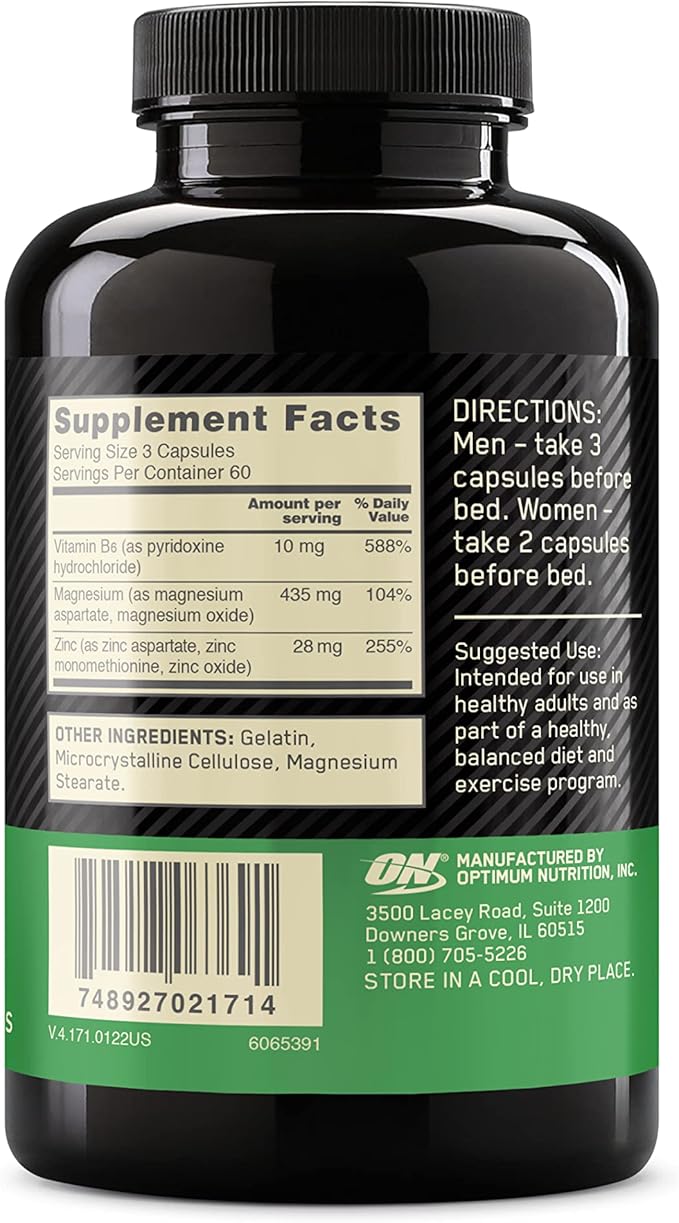 Optimum Nutrition Muscle Recovery and Endurance Supplement for Men and WomenZinc-and Magnesium Supplement180 Count (Pack of 2)