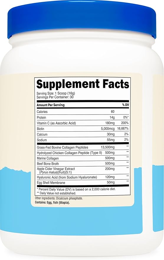 Nutricost Multi Collagen Protein Complex (Unflavored 30 Servings) - Supplement with Biotin Hyaluronic Acid and Collagen Peptides