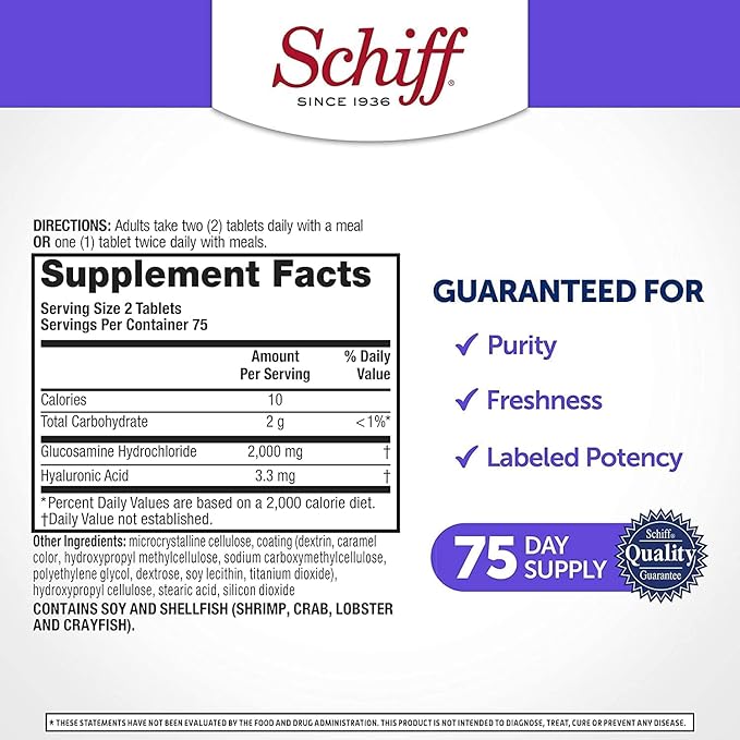 Schiff Glucosamine 2000mg with Hyaluronic Acid (Pack of 6)