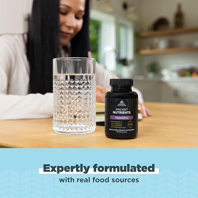 Ancient Nutrition Vitamin B12 Supplement Supports Energy Metabolism and Nervous System Health Adaptogenic Herbs Enzyme Activated Paleo &amp Keto Friendly 30 Capsules