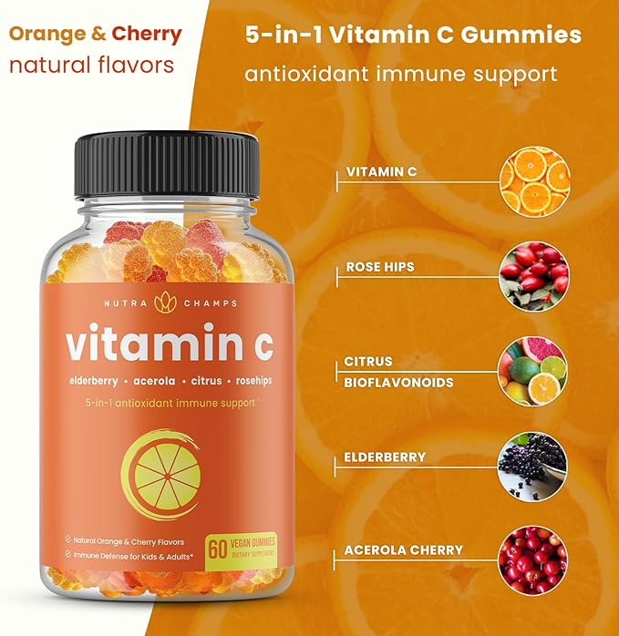 NutraChamps Biotin Gummies and (2-Pack) Vitamin C Gummies Bundle