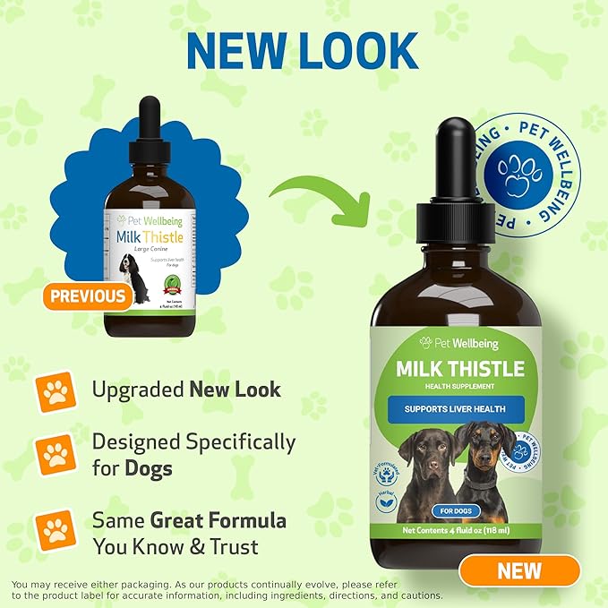 Pet Wellbeing Milk Thistle for Dogs - Organic Milk Thistle Supports Healthy Liver Function &amp Detoxification - NASC Certified &amp Vet-Formulated - 4 oz Liquid