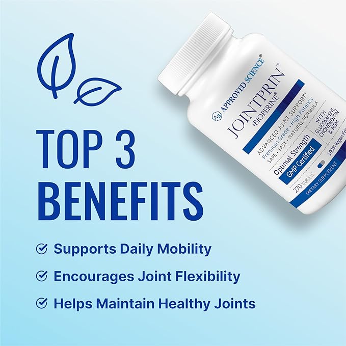 Approved Science Jointprin - Joint Support Supplement - Glucosamine MSM Chondroitin Turmeric Boswellia BioPerine - 3 Month Supply