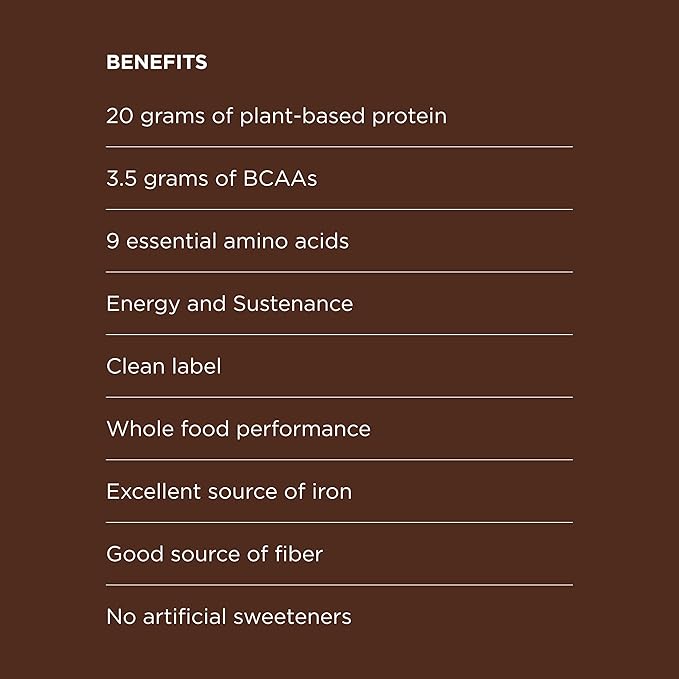 Protein Powder - Muscle Growth &amp Recovery Support - Plant-Based Protein - Essential Amino Acids &amp BCAAs - Vegan Gluten-Free &amp USDA Organic - Chocolate 1.25 Pound (Pack of 1)
