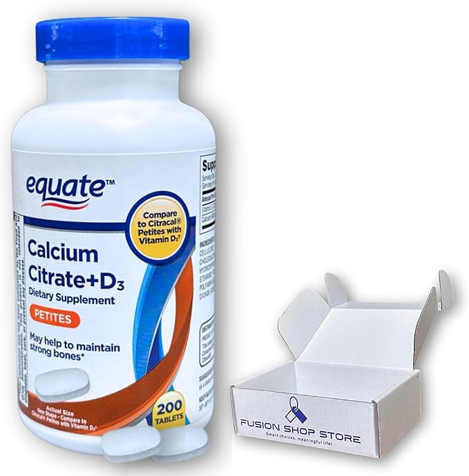 Calcium Citrate Vitamin D3- Supplement for Bone Strength and Immune Health 200 Tablets (Pack of 1) Boxed by Fusion Shop Store
