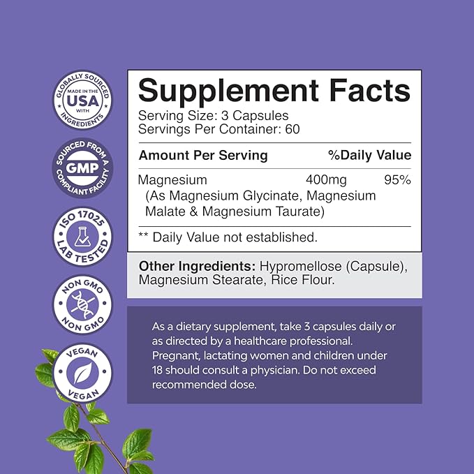 Bundle of High Absorption Magnesium Sleep - L-Threonate Apigenin Theanine for Sleep &amp Rest - Melatonin Free and Triple Magnesium Complex Supplement - Magnesium Glycinate Malate &amp Taurate Blen
