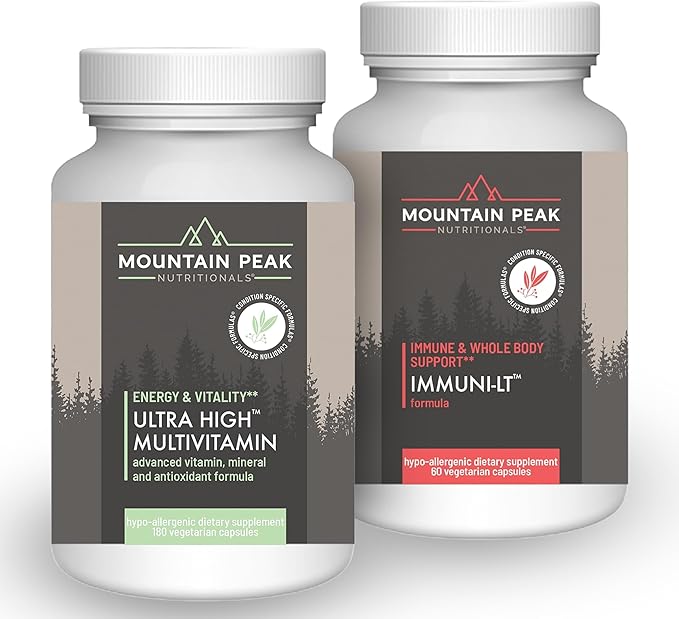 Mountain Peak Nutritionals Ultimate Wellness Combo Pack – Ultra High Multivitamin for Energy &amp Gut Health and Immuni-LT Immune Support Supplement – Hypoallergenic Dietary Supplements for Optimal H