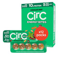 CirC Energy Bites - 12 Pack Mint Chocolate Chip Gluten Free Protein Balls - 10g Protein Whole Grains Nuts &amp Fruit - Portable Healthy Snacks for Adults &amp Kids 5 Piece Resealable Packs
