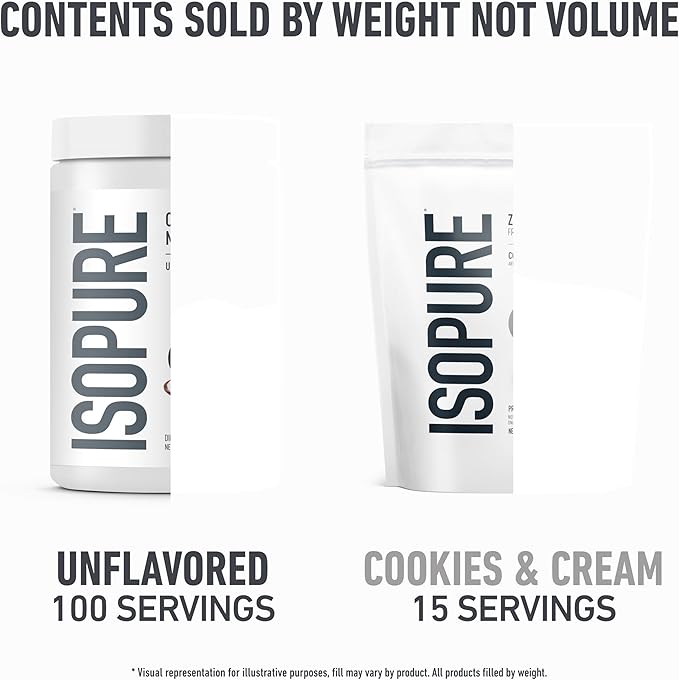 Isopure Bundle of Zero Carb 100% Pure Whey Isolate Protein Powder Cookies &amp Cream 25g Protein Per Serving 1 Lb 15 Servings + Isopure 100% Pure Creatine Monohydrate Powder 100 Servings