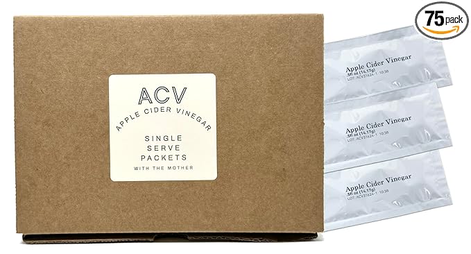 Apple Cider Vinegar Packets – ACV Individual Packets Single Serve Apple Cider Vinegar Individual Packets 75 Pack Morning Drink Packets of ACV with the Mother (0.5 Ounce or 1 TBSP Per Packet)