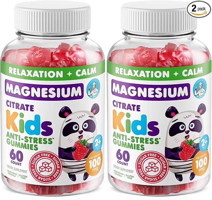 DR. MORITZ Sugar-Free Calm Magnesium Gummies for Kids and Adults - Non-GMO Magnesium Citrate Gummies - Raspberry Flavor - 2-Pack (60 Count)