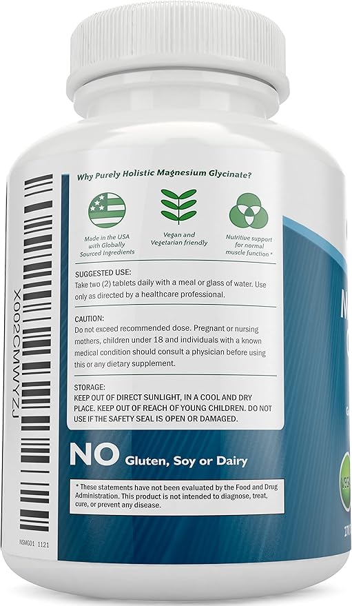 Magnesium Glycinate 400mg + Ashwagandha 1300mg - Vegan Bundle - 270 Tablets &amp 180 Capsules - Made in USA