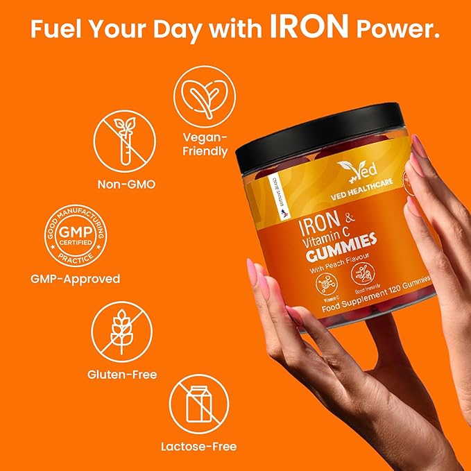Iron Supplement Gummies 12.5 mg for Women &amp Men - Iron Gummies with Vitamin C - Chewable Prenatal &amp Adult 120 Iron Gummies