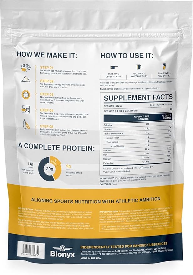 Egg White Protein Isolate Powder - Chocolate Milk Flavor 20g Protein per Serving Gluten &amp Lactose Free Natural Ingredients 1.63 lbs