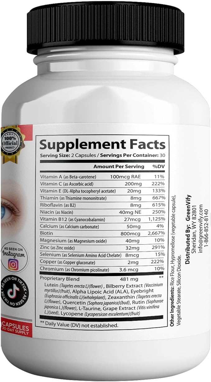 VisiShield Max Eye Health Supplement 24 Premium Vision Vitamins and Minerals 60 Capsules (1)