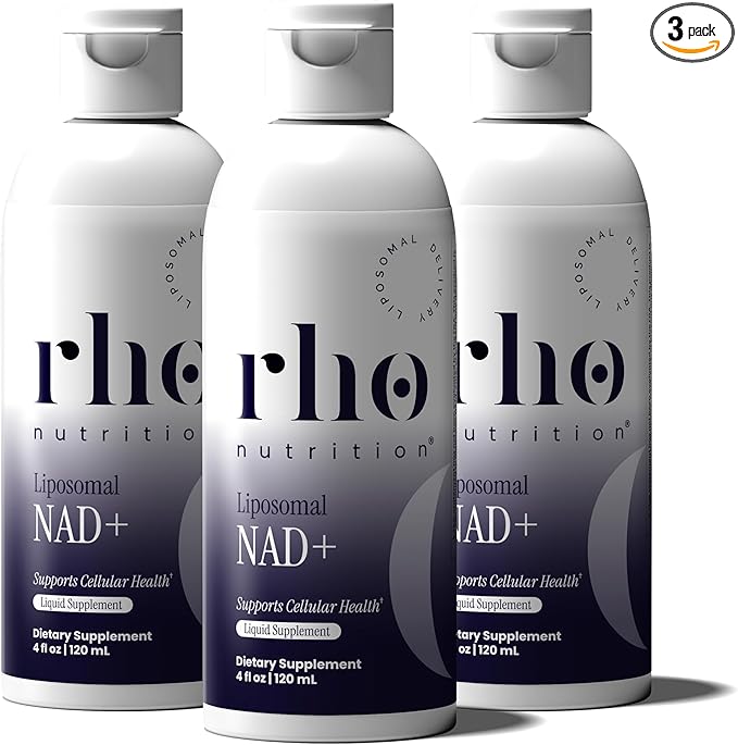Rho Nutrition Liposomal NAD+ – Liquid Supplement Designed to Help Support Absorption – Active Form of NAD+ Helps Support Normal Cellular Health Healthy Aging Energy Metabolism &amp Vitality – 3 Pac