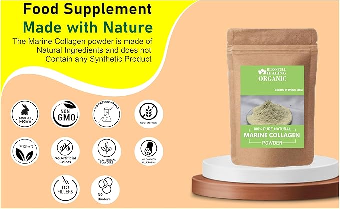 Organic Marine Collagen Powder 100% Pure Natural 100 Gram / 3.52 oz