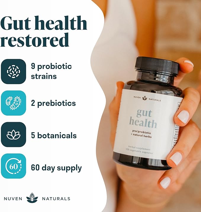 All-in-One Gut Health w/Probiotics Prebiotics Digestion-Supporting Herbs and Adaptogens - Leaky Gut Repair Formula to Support Gut Lining Aid in Digestion and Promote Good Bacteria
