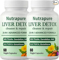 Nutrapure Liver Support Supplement Capsules 20-in-1 Formula with Milk Thistle Turmeric &amp Inositol Antioxidant &amp Daily Wellness Support 60 Veggie Capsules