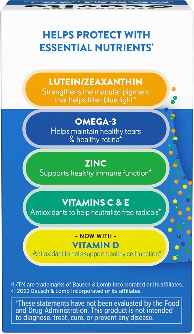 Ocuvite Adult 50+ Eye Health Vitamins and Mineral Supplements with Lutein Zeaxanthin and Omega-3 90 Soft Gels (Pack of 2)