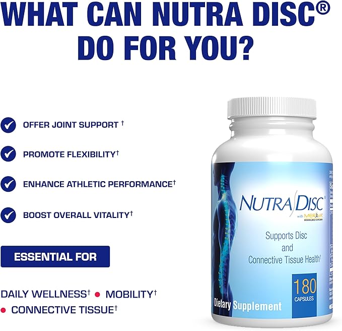 Nutra Disc &amp Joint Support Supplement - Clinically Formulated Restorative Cartilage Ligament and Tendon Supplement with Patented Meriva Curcumin &amp Glucosamine and Chondroitin for Adults - 90 S