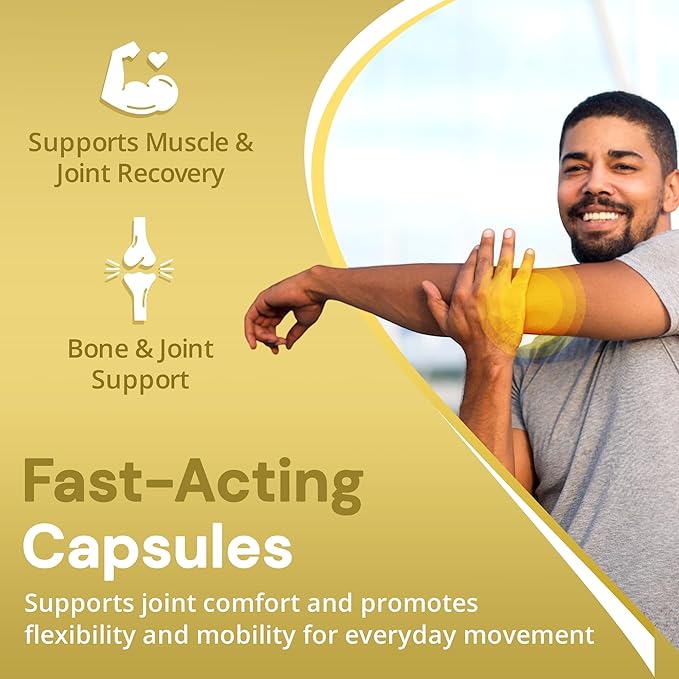 Strength &amp Spices Bone Muscle &amp Joints 100% Natural Supplement – 28 Ingredients w Turmeric - 60 Vegan UK Made 1000mg Capsules – Mobility and Flexibility Support