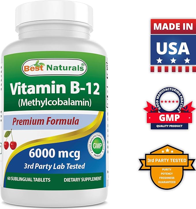 Best Naturals Vitamin B-12 6000 mcg &amp Vitamin K2 (MK7) with D3
