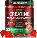 Creatine Gummies for Men &amp Women - Chewable Creatine Monohydrate Gummies with Taurine &amp Vitamin B12 5g Creatine per Serving Vegan Strawberry Flavor 120 Count