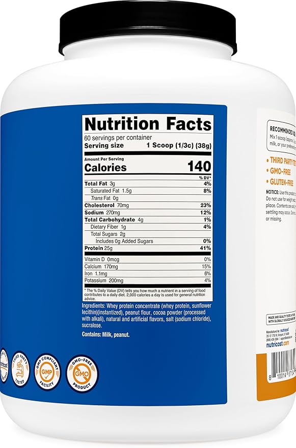 Nutricost Whey Protein Concentrate (Chocolate Peanut Butter) 5LBS - Gluten Free &amp Non-GMO