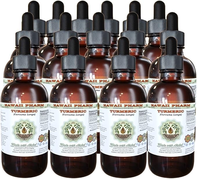 Hawaii Pharm Turmeric Alcohol-Free Liquid Extract Professional Grade Small Batch Crafted Turmeric (Curcuma Longa) Dried Rhizome Glycerite Natural Herbal Supplement 15x4 fl.oz