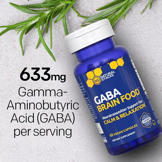 NATURAL STACKS Serotonin &amp GABA Brain Food Bundle - Supports a Positive Mood &amp Calmness* - 120 Total Capsules