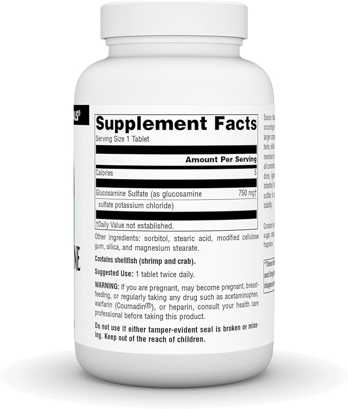 Source Naturals Glucosamine Sulfate Sodium-Free 750 mg for Joint Support - 120 Tablets
