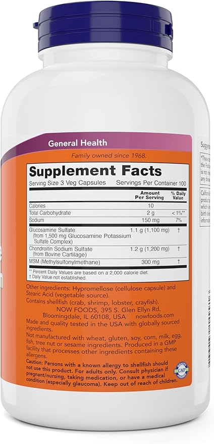 Now Glucosamine &amp Chondroitin with MSM 300 Capsules
