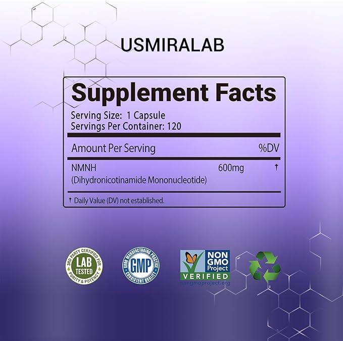 Pure NMNH Supplement Capsules: More Effective Than Nicotinamide Riboside | Boost Cellular Vitality Anti-Aging &amp Energy | Vegan Non-GMO | 120 Capsules (60 Servings)