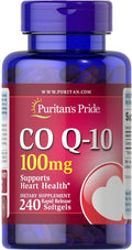 Puritan's Pride Coenzyme CoQ10 100mg Dietary Supplement for Heart Health Blood Pressure Oral Gum Health and Healthy Aging Support 60 Day Supply 240 Rapid Release Softgels
