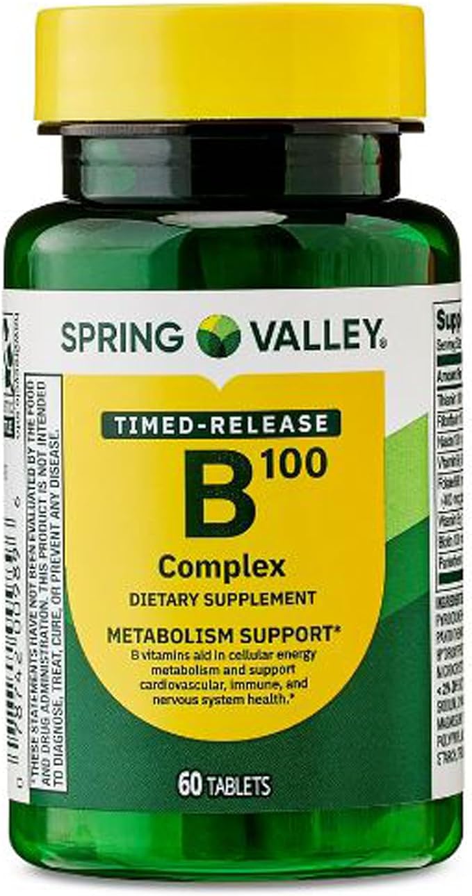 B-100 Complex Metabolism Support Dietary Supplement Timed-Release Tablets 60 Count
