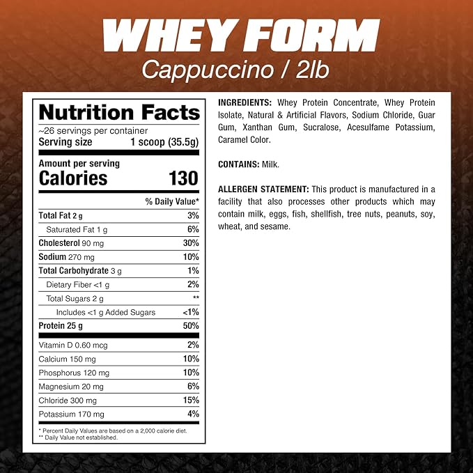 DRAGON PHARMA WheyPhorm Whey Protein Blend Fast Absorption Gluten Free Premium Whey Protein Matrix Maximize Recovery Great Tasting 25 Grams of Protein (2lb Cappuccino)