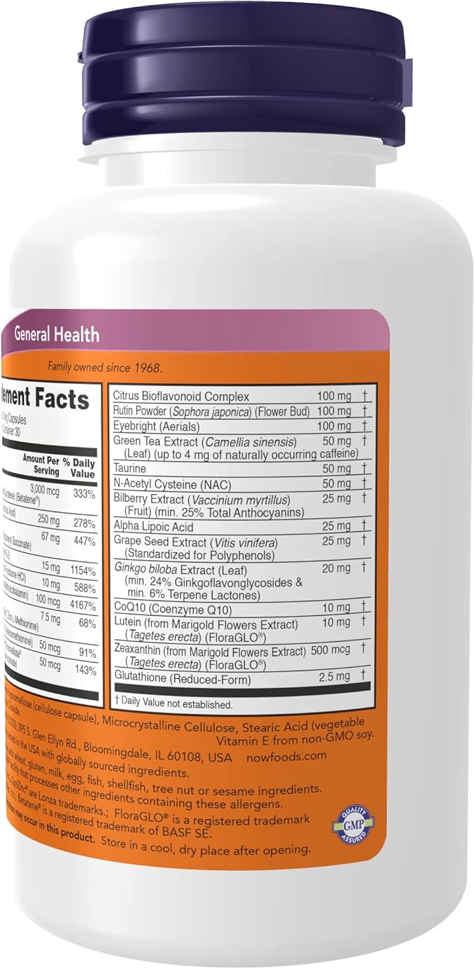 NOW Supplements Ocu Support™with FloraGLO® Lutein Plus Vitamins A C and E 90 Veg Capsules (Pack of 3)