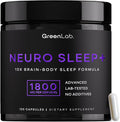 Green Lab® Neuro Sleep+ 10x Neuro-Body Sleep Aid Formula with GABA L-Theanine Ashwagandha Melatonin and Magnesium | Sleep Supplement for Relaxation and Night Recovery - 120 Capsules