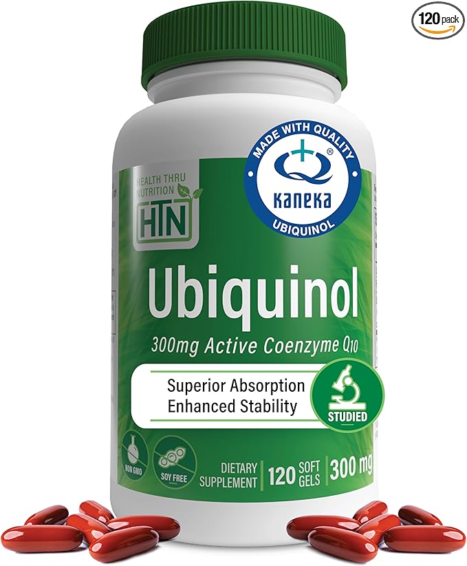 Health Thru Nutrition Ubiquinol 300mg 120 Softgels as Kaneka QH Reduced CoQ-10 | Stabilized - 3rd Party Tested | Enhanced Bioavailability | Cardiovascular &amp Mitochondria Function Support | Non-GMO